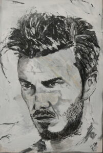 David Beckham portret op houten paneel 
